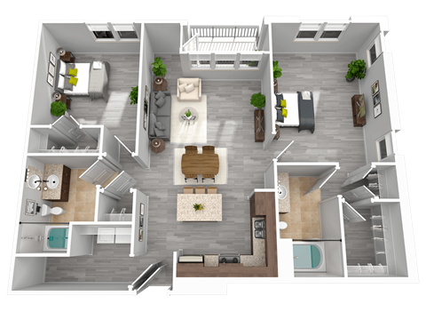 Floor plan for 2 beds, 2 baths, 1350 sqft